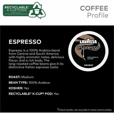 Lavazza K-Cup, Pod, Ground Espresso Italiano K-Cup Coffee Pods, Medium, 4/Carton (GMT0451CT)