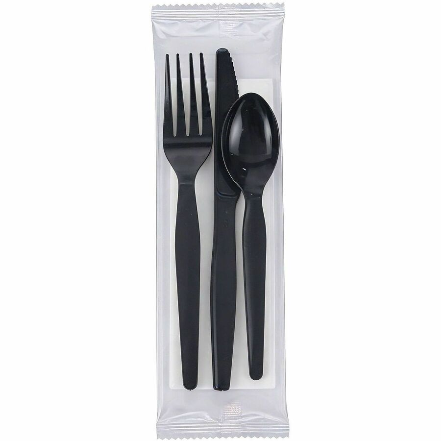 Genuine Joe 4-Piece Heavyweight Utensil Kit, Black, 250 Kits/Carton (GJO58932)