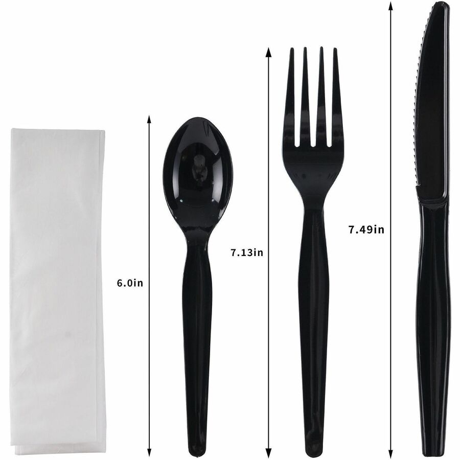 Genuine Joe 4-Piece Heavyweight Utensil Kit, Black, 250 Kits/Carton (GJO58932)