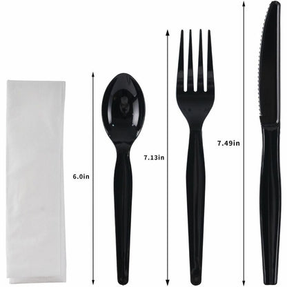 Genuine Joe 4-Piece Heavyweight Utensil Kit, Black, 250 Kits/Carton (GJO58932)
