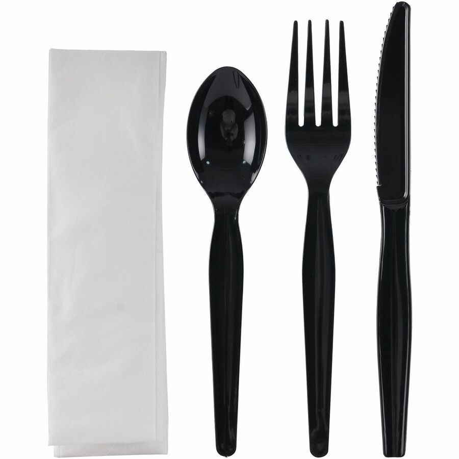 Genuine Joe 4-Piece Heavyweight Utensil Kit, Black, 250 Kits/Carton (GJO58932)