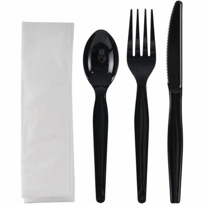Genuine Joe 4-Piece Heavyweight Utensil Kit, Black, 250 Kits/Carton (GJO58932)
