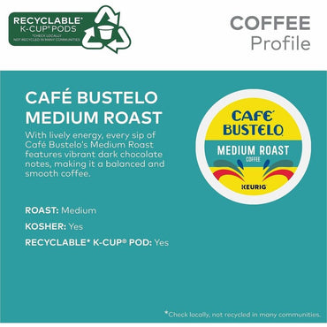 Caf&eacute; Bustelo K-Cup, Pod Medium-Roast K-Cup Coffee Pods, Dark Chocolate, Kosher, 4/Carton (GMT2861CT)
