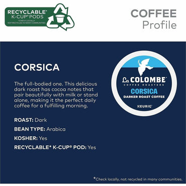 La Colombe K-Cup, Pod, Ground Corsica K-Cup Coffee Pods, Dark/Bold, Cocoa, Corsica, 4/Carton (GMT0328CT)