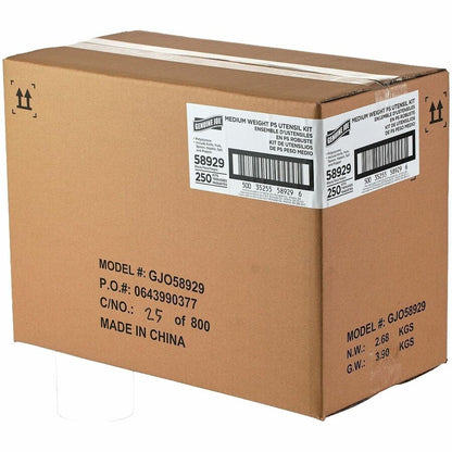 Genuine Joe 6-Piece Medium-Heavyweight Utensil Kit, Black, 250 Kits/Carton (GJO58929)