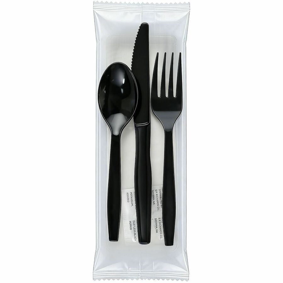 Genuine Joe 6-Piece Medium-Heavyweight Utensil Kit, Black, 250 Kits/Carton (GJO58929)