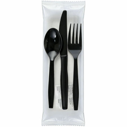 Genuine Joe 6-Piece Medium-Heavyweight Utensil Kit, Black, 250 Kits/Carton (GJO58929)