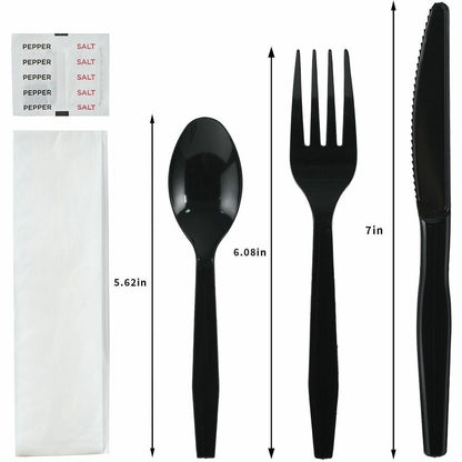 Genuine Joe 6-Piece Medium-Heavyweight Utensil Kit, Black, 250 Kits/Carton (GJO58929)