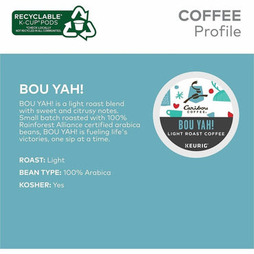 Caribou Coffee Caribou Coffee K-Cup, Pod 'Bou Yah! Blend K-Cup Pods, Light, Citrus, Sweet, Arabica, 4/Carton (GMT9686CT)