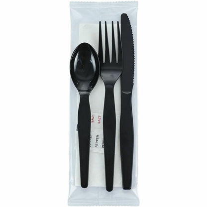 Genuine Joe 6-Piece Heavyweight Utensil Kit, Black, 250 Kits/Carton (GJO58933)