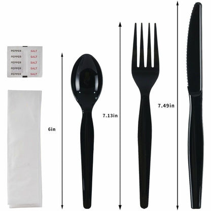 Genuine Joe 6-Piece Heavyweight Utensil Kit, Black, 250 Kits/Carton (GJO58933)