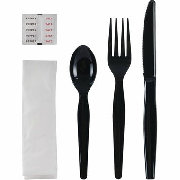 Genuine Joe 6-Piece Heavyweight Utensil Kit, Black, 250 Kits/Carton (GJO58933)
