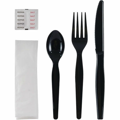 Genuine Joe 6-Piece Heavyweight Utensil Kit, Black, 250 Kits/Carton (GJO58933)