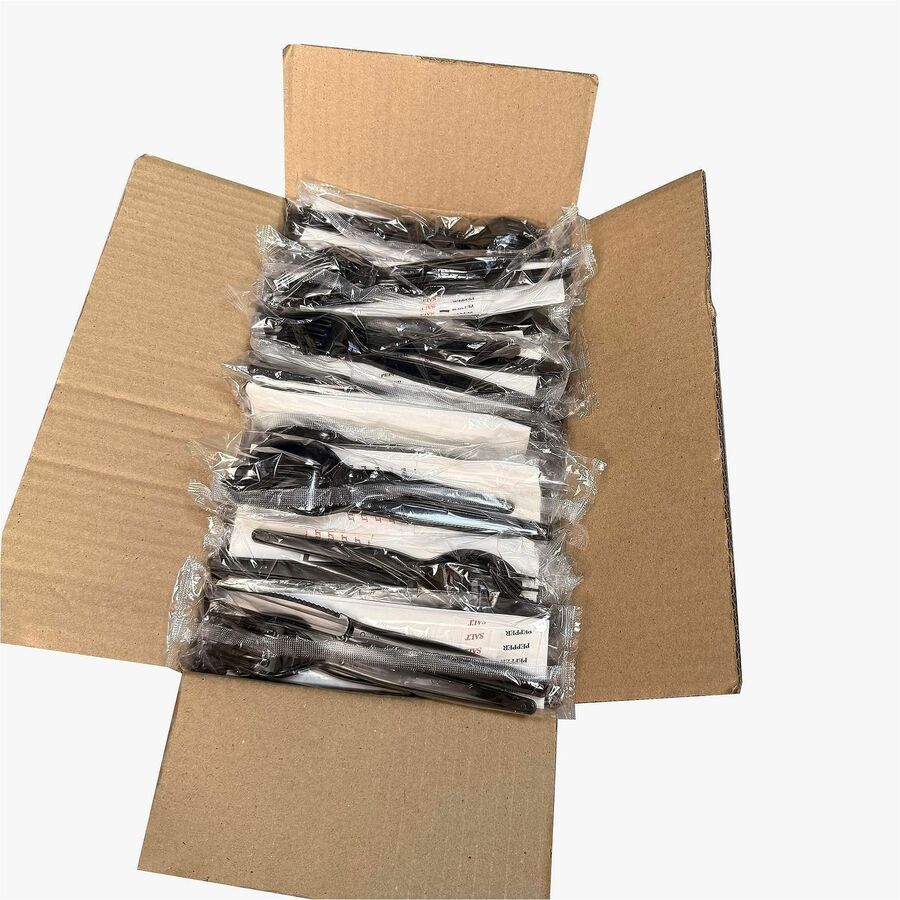 Genuine Joe 6-Piece Heavyweight Utensil Kit, Black, 250 Kits/Carton (GJO58933)