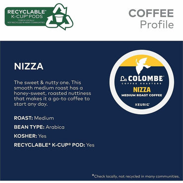 La Colombe K-Cup, Pod, Ground Nizza K-Cup Coffee Pods, Medium, Nizza, Sweet, Honey, 4/Carton (GMT0327CT)