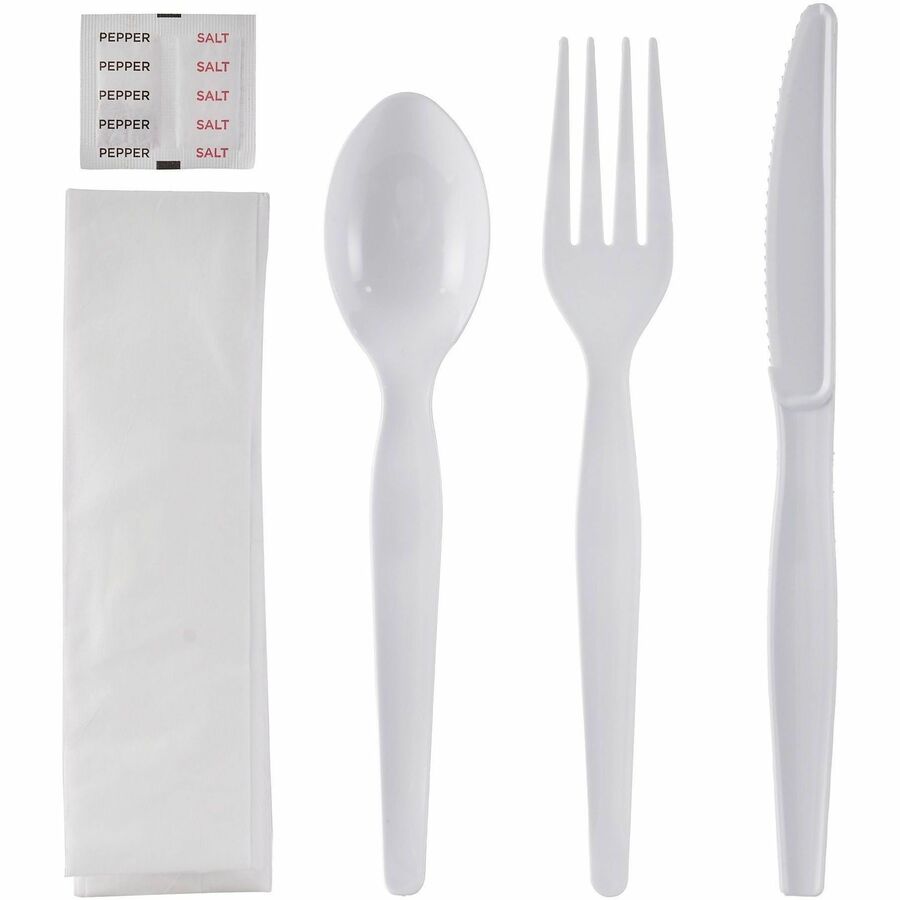 Genuine Joe 6-Piece Heavyweight Utensil Kit, White, 250 Kits/Carton (GJO58931)