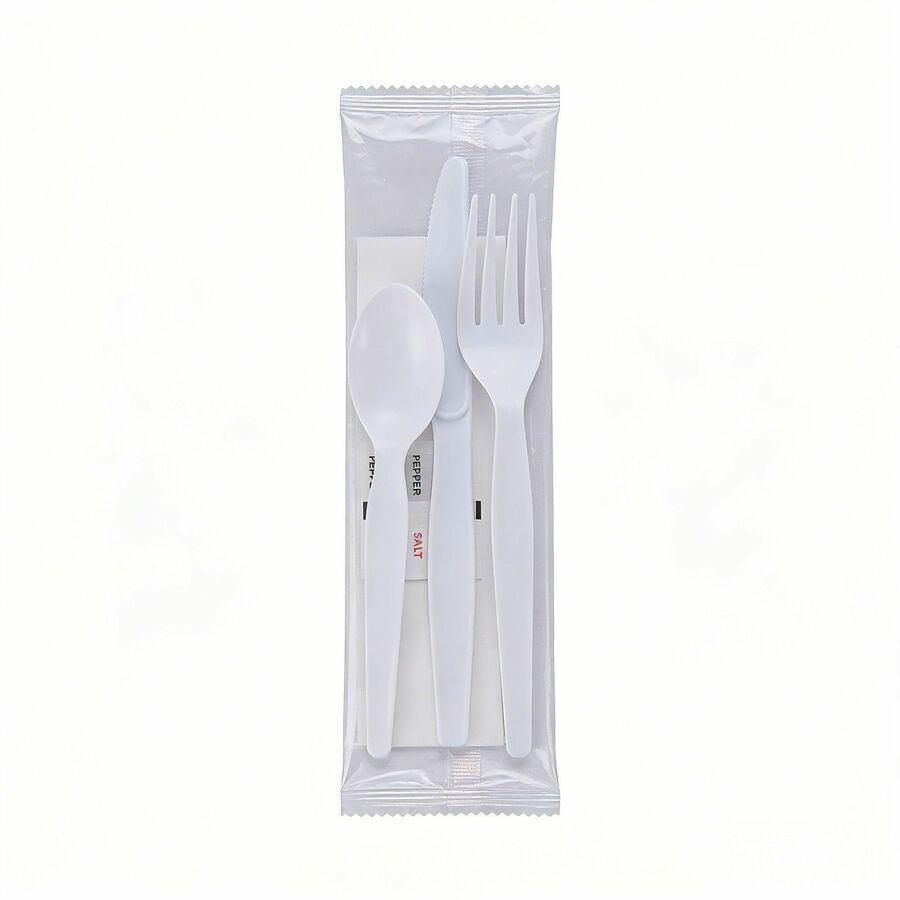 Genuine Joe 6-Piece Heavyweight Utensil Kit, White, 250 Kits/Carton (GJO58931)