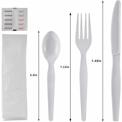 Genuine Joe 6-Piece Heavyweight Utensil Kit, White, 250 Kits/Carton (GJO58931)