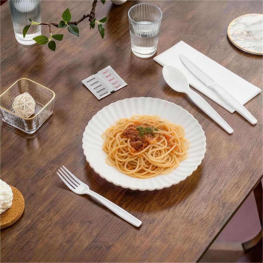 Genuine Joe 6-Piece Heavyweight Utensil Kit, White, 250 Kits/Carton (GJO58931)