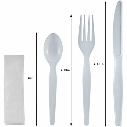 Genuine Joe 4-Piece Heavyweight Utensil Kit, White, 250 Kits/Carton (GJO58930)