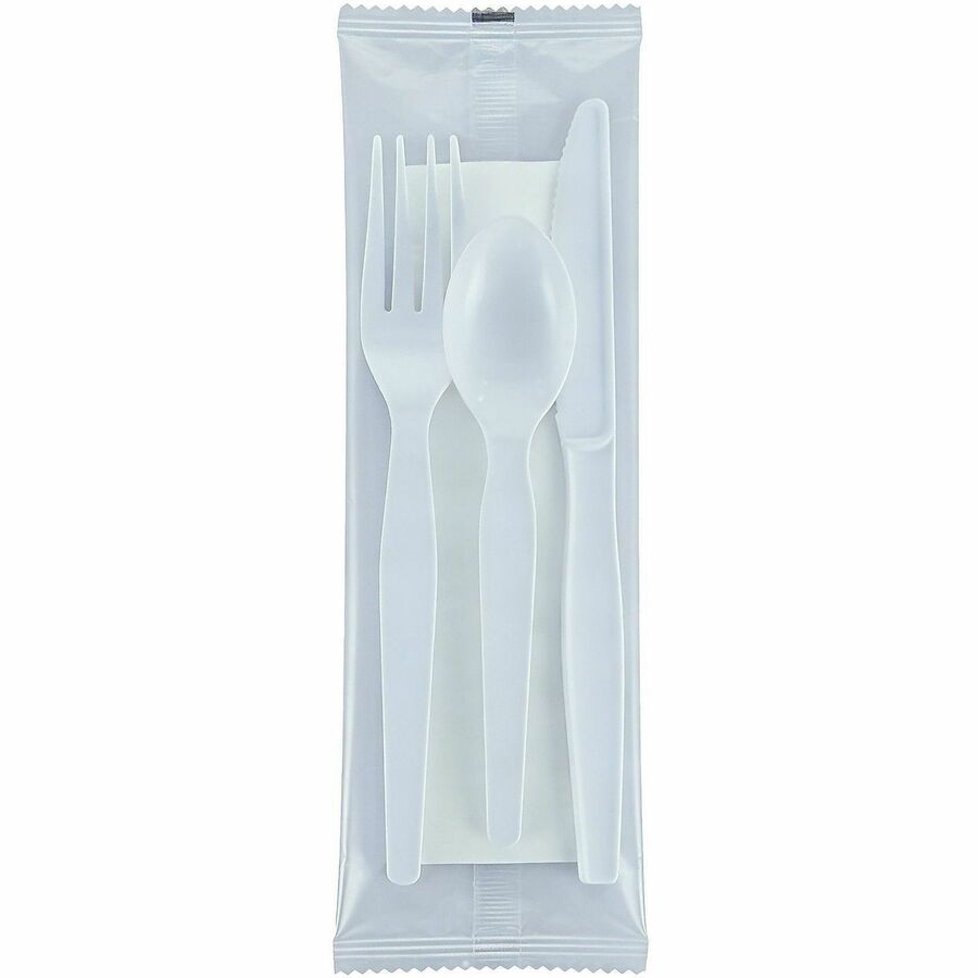 Genuine Joe 4-Piece Heavyweight Utensil Kit, White, 250 Kits/Carton (GJO58930)