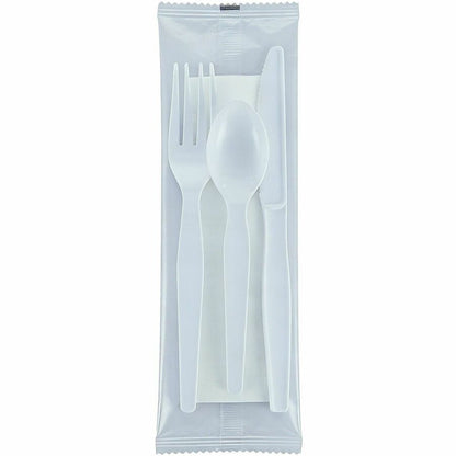 Genuine Joe 4-Piece Heavyweight Utensil Kit, White, 250 Kits/Carton (GJO58930)
