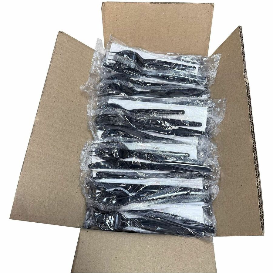 Genuine Joe 4-Piece Medium-Heavyweight Utensil Kit, Black, 250 Kits/Carton (GJO58928)