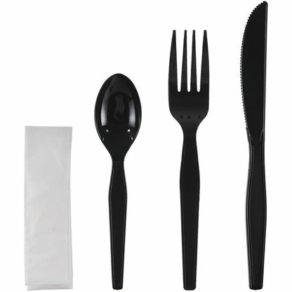Genuine Joe 4-Piece Medium-Heavyweight Utensil Kit, Black, 250 Kits/Carton (GJO58928)