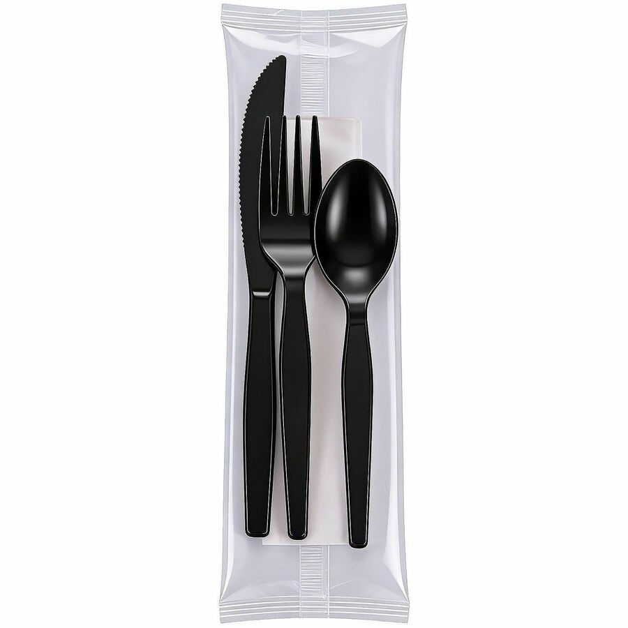 Genuine Joe 4-Piece Medium-Heavyweight Utensil Kit, Black, 250 Kits/Carton (GJO58928)
