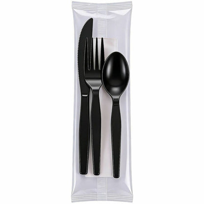 Genuine Joe 4-Piece Medium-Heavyweight Utensil Kit, Black, 250 Kits/Carton (GJO58928)