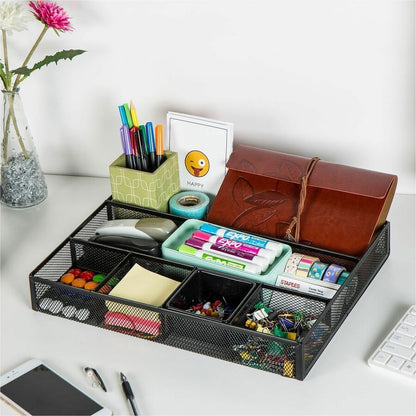 Lorell Multi-Compartment Mesh Drawer Organizer, 6 Compartment(s), Durable, Black (LLR84136)