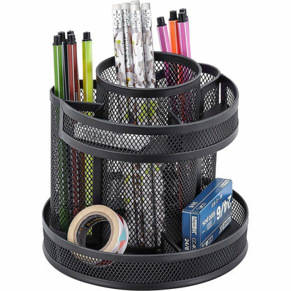 Lorell Multi-Compartment Rotating Desk Organizer, Black (LLR84137)