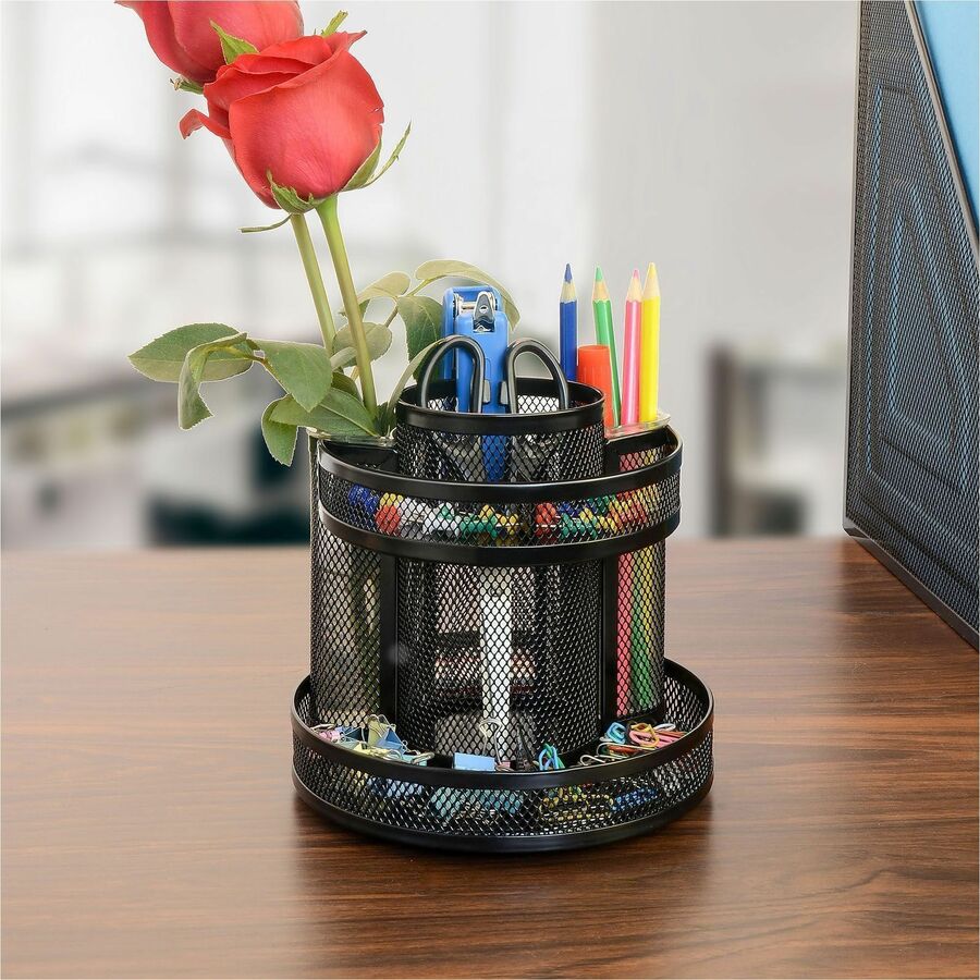 Lorell Multi-Compartment Rotating Desk Organizer, Black (LLR84137)