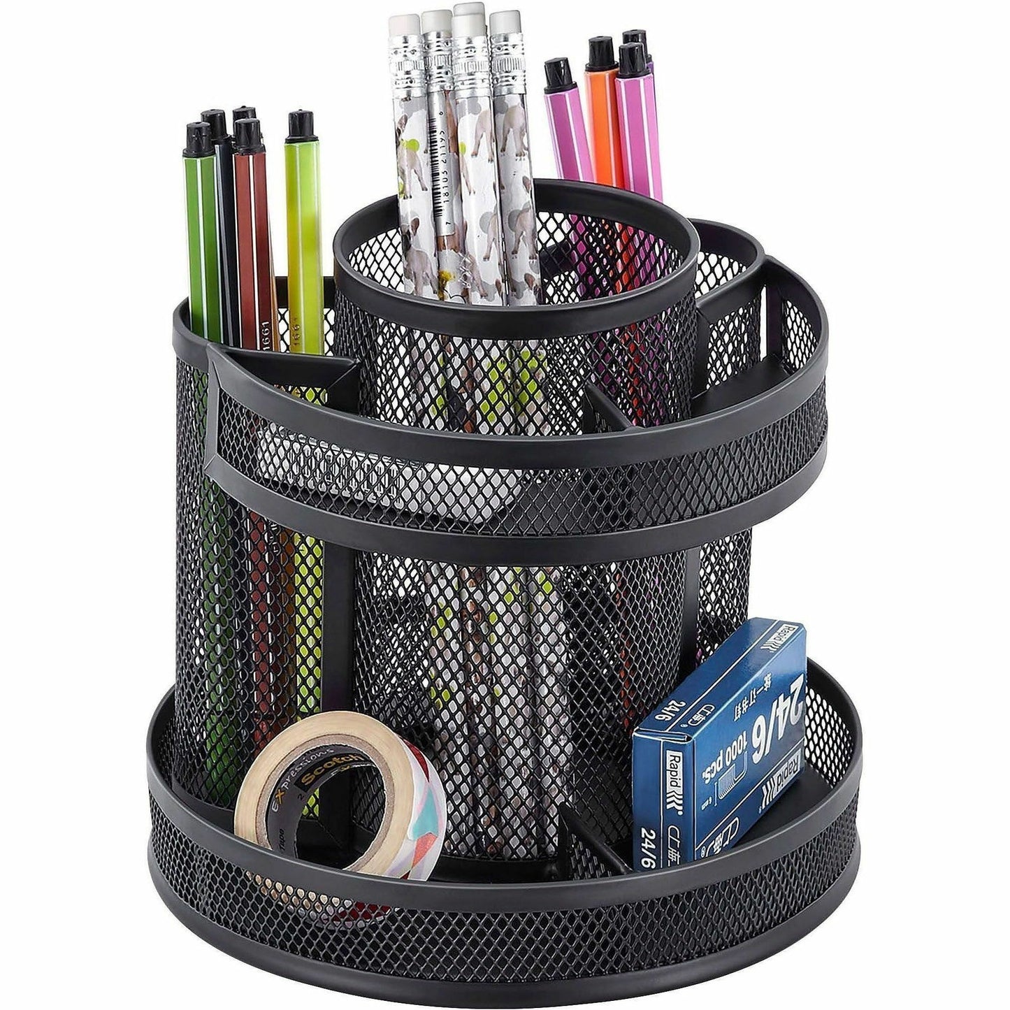 Lorell Multi-Compartment Rotating Desk Organizer, Black, 2/Carton (LLR84137CT)