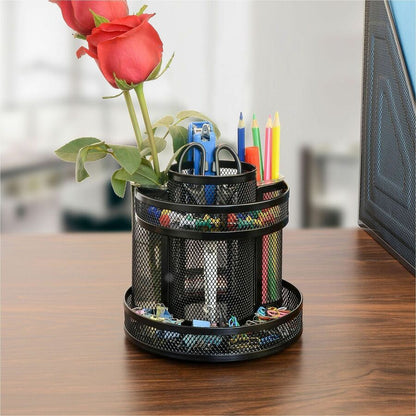 Lorell Multi-Compartment Rotating Desk Organizer, Black, 2/Carton (LLR84137CT)