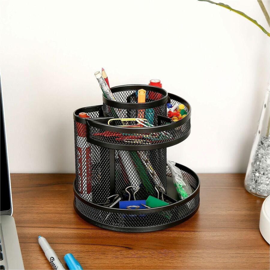 Lorell Multi-Compartment Rotating Desk Organizer, Black, 2/Carton (LLR84137CT)
