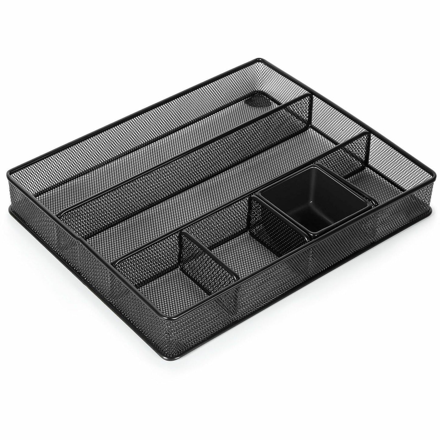 Lorell Multi-Compartment Mesh Drawer Organizer, 6 Compartment(s), Durable, Black, 4/Carton (LLR84136CT)