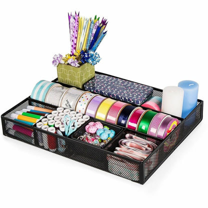 Lorell Multi-Compartment Mesh Drawer Organizer, 6 Compartment(s), Durable, Black, 4/Carton (LLR84136CT)