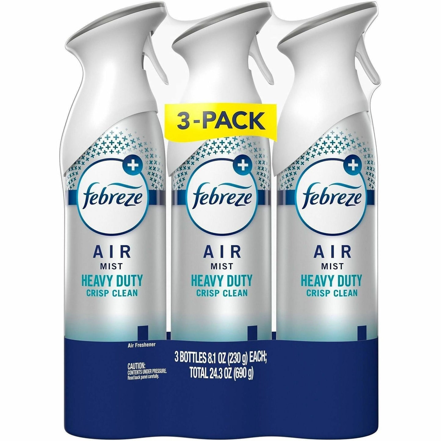 Febreze Heavy-Duty Air Freshener Spray, 8.1 fl oz, Crisp Clean, 3/Pack, 4/Carton (PGC20561)