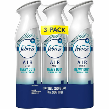 Febreze Heavy-Duty Air Freshener Spray, 8.1 fl oz, Crisp Clean, 3/Pack, 4/Carton (PGC20561)