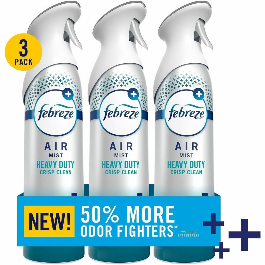 Febreze Heavy-Duty Air Freshener Spray, 8.1 fl oz, Crisp Clean, 3/Pack, 4/Carton (PGC20561)