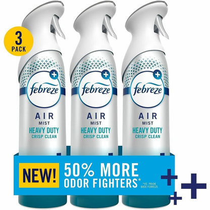 Febreze Heavy-Duty Air Freshener Spray, 8.1 fl oz, Crisp Clean, 3/Pack, 4/Carton (PGC20561)