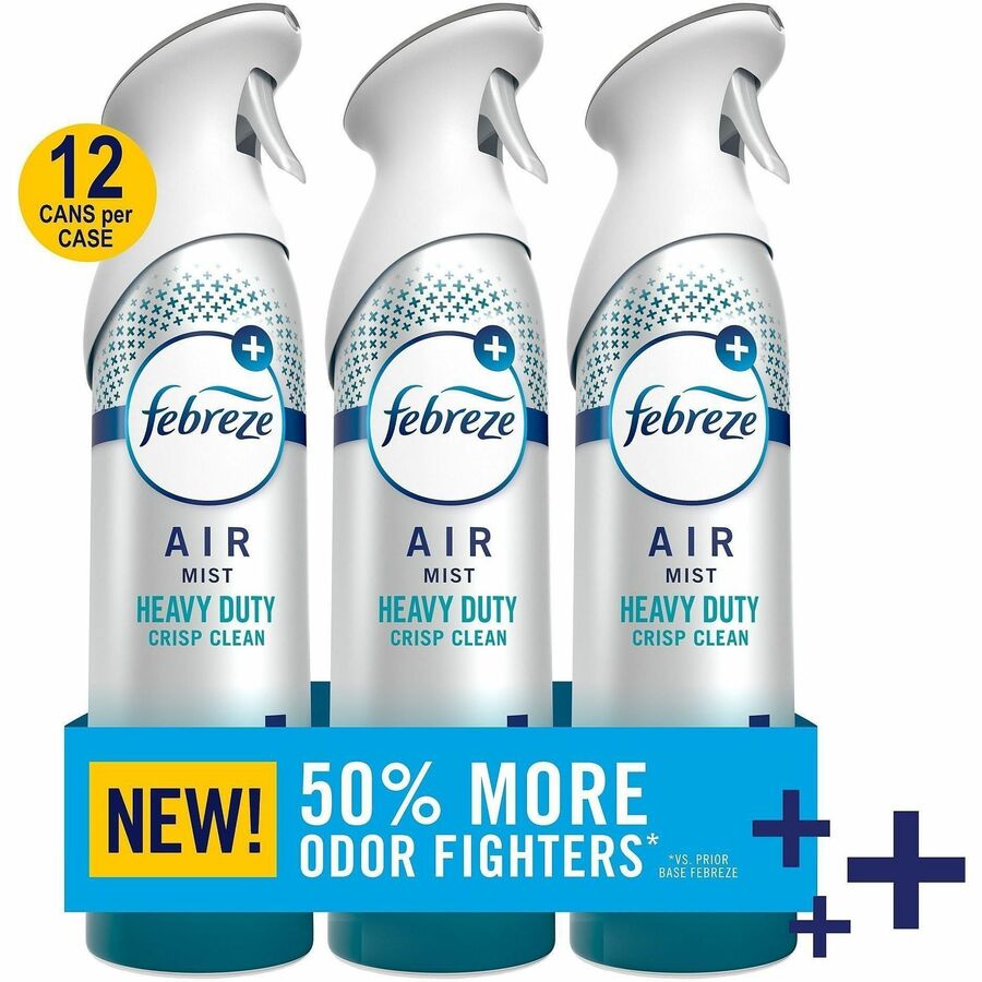 Febreze Heavy-Duty Air Freshener Spray, 8.1 fl oz, Crisp Clean, 3/Pack, 4/Carton (PGC20561)