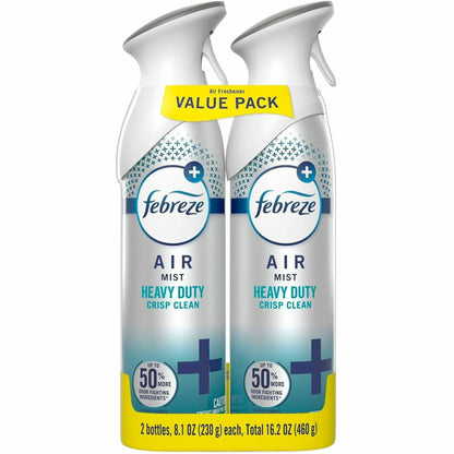 Febreze Heavy-Duty Air Freshener Spray, 8.1 fl oz, Crisp Clean, 2/Pack (PGC20429)