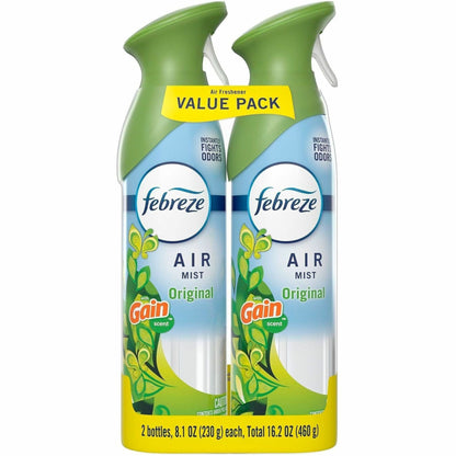 Febreze Air Mist Air Freshener Spray, 8.1 fl oz, Gain Original, 2/Pack, 3/Carton (PGC20415)