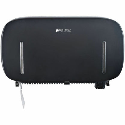 San Jamar Timeless Twin-Roll Bathroom Tissue Dispenser, Roll Dispenser, 2 x Roll, 20" x 11.6" x 4.8", Plastic, Black (SJMR4200BK)