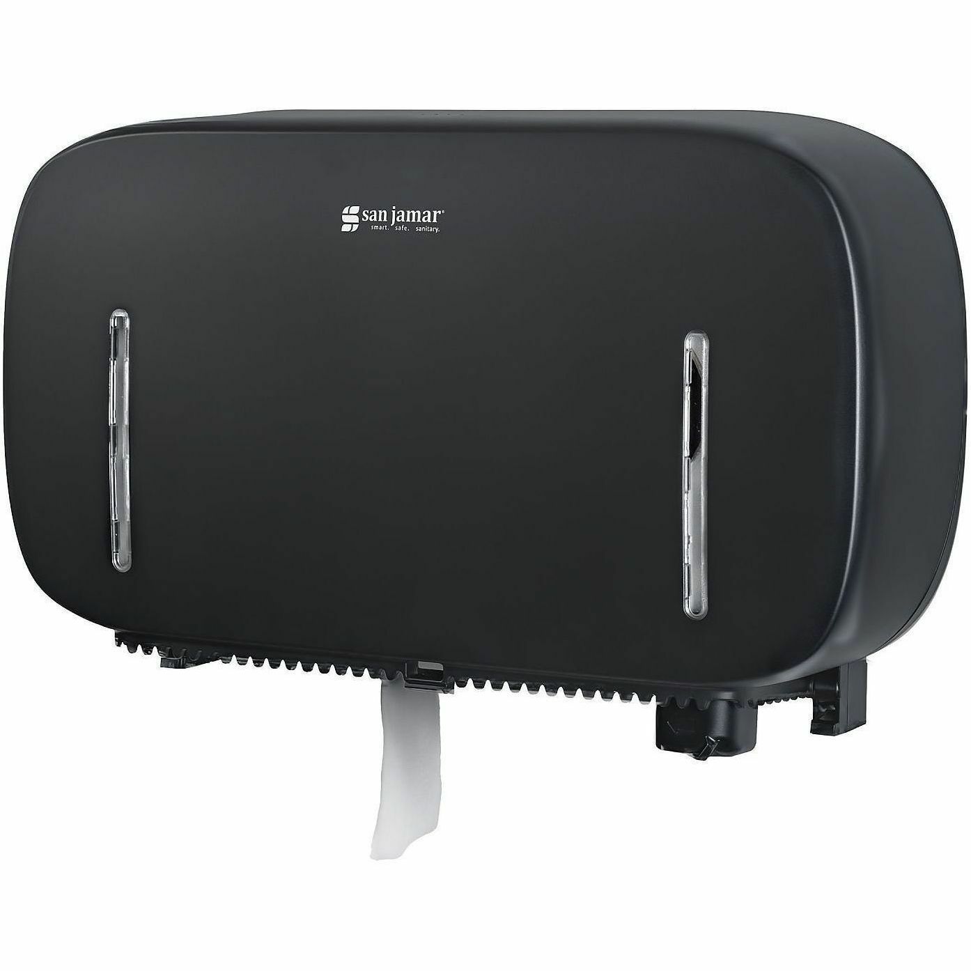 San Jamar Timeless Twin-Roll Bathroom Tissue Dispenser, Roll Dispenser, 2 x Roll, 20" x 11.6" x 4.8", Plastic, Black (SJMR4200BK)