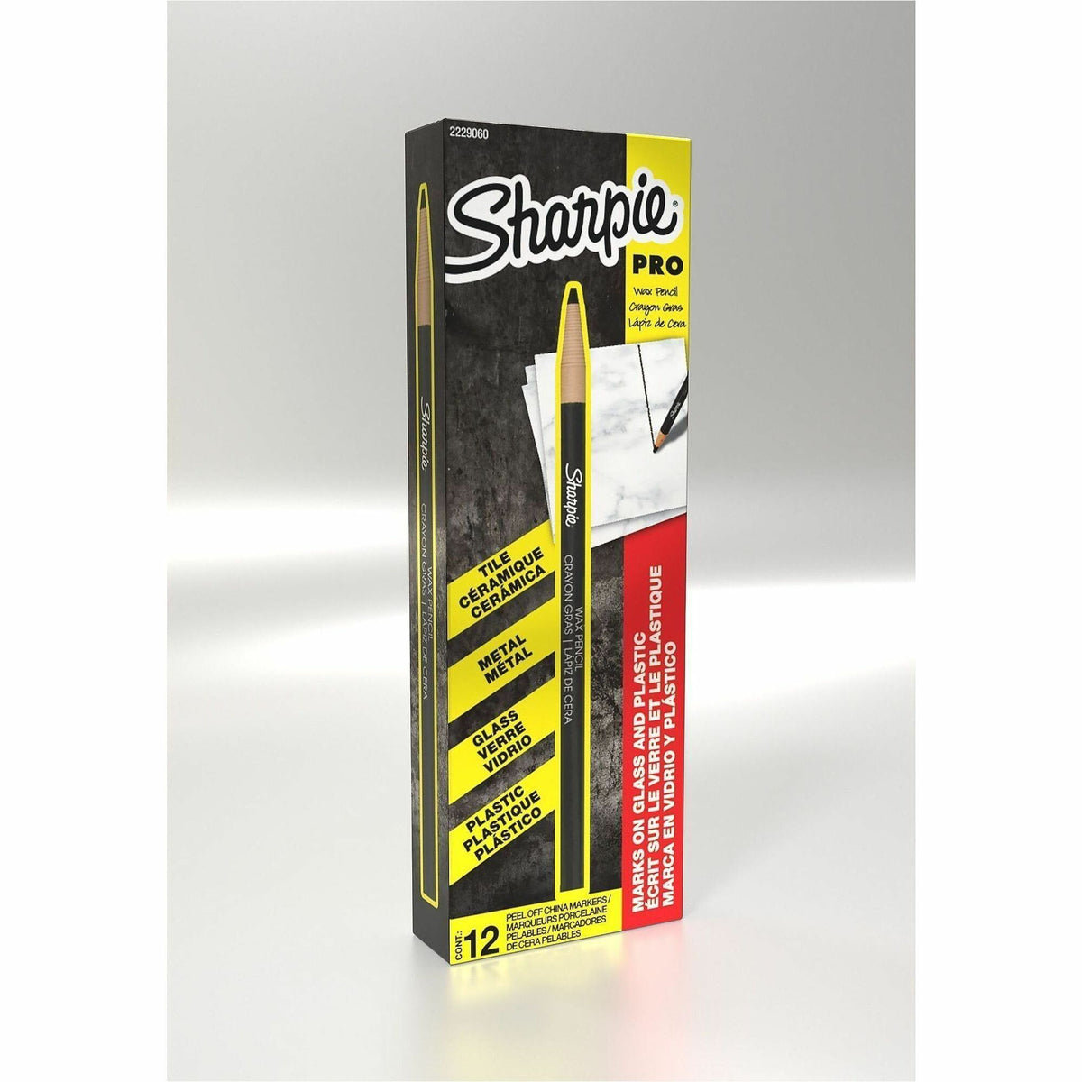 Sharpie Peel-Off Paper China Markers, Black Ink, Erasable, Pigment-based, Glass, 12/Dozen (SAN2229060)