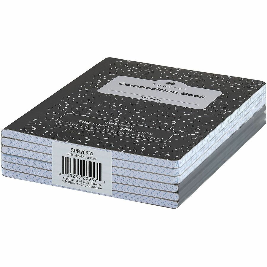 Sparco Quadrille Ruled Composition Notebook, 6/Pack (SPR20957)