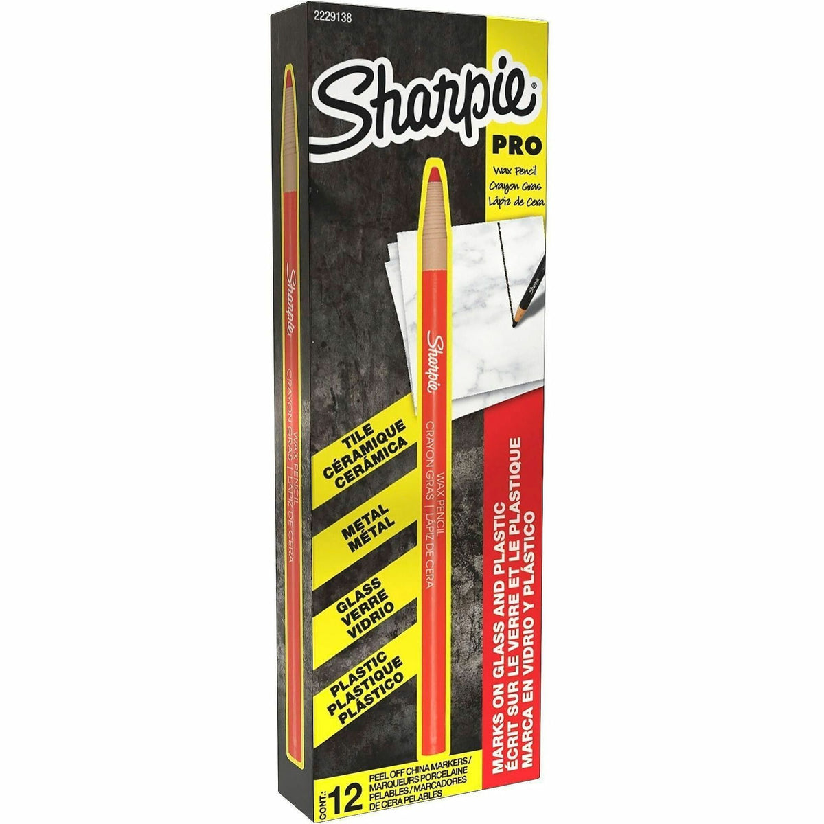 Sharpie Peel-Off Paper China Markers, Red Ink, Erasable, Pigment-based, Glass, 12/Dozen (SAN2229138)
